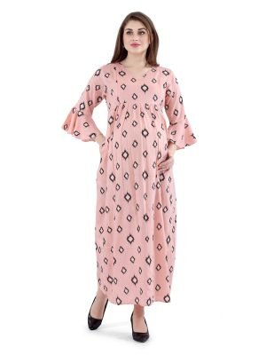 <h4>Cotton Rayon Printed Nursing Dress for Women with Zippers</h4>