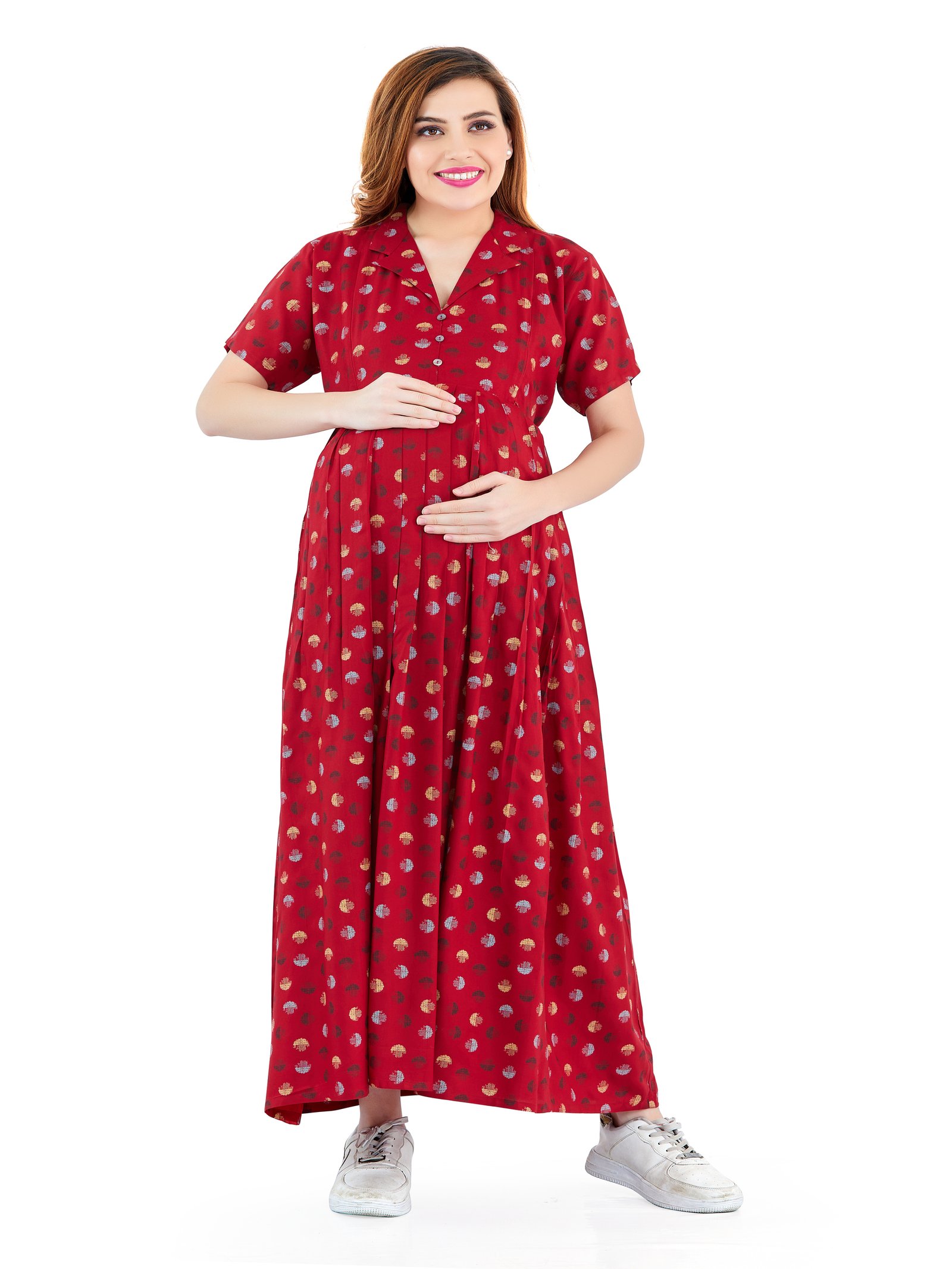 Cotton Rayon Printed Nursing Dress for Women with Zipper – Lovely Moms