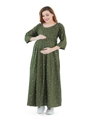 <h4>Cotton Rayon Printed Nursing Dress for Women with Zippers</h4>