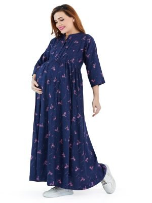 <h4>Cotton Rayon Printed Nursing Dress for Women with Zipper</h4>