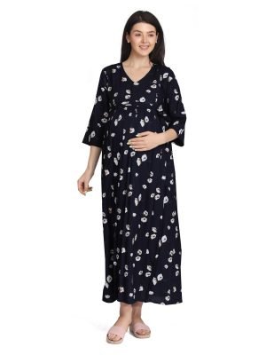 <h4>Cotton Rayon Printed Nursing Dress with Zippers</h4>