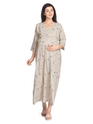 <h4>Cotton Rayon Printed Nursing Dress with Zippers</h4>