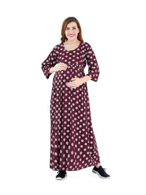 <h4>Cotton Rayon Easy Breast Feeding Maxi Dress for Womens with Side Zippers for Nursing</h4>