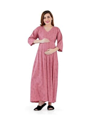 <h4>Cotton Rayon Feeding Dress for Women with 2 Sided Zippers for Nursing<h4>